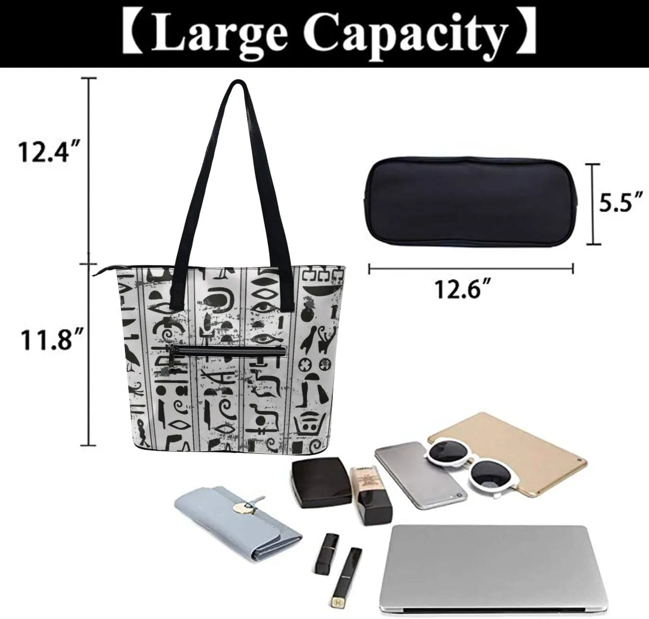 Large Shoulder Bag for Women, PU Leather Beach Tote Bag Waterproof, Swim Gym Shopping Travel Bag Clutch Bag