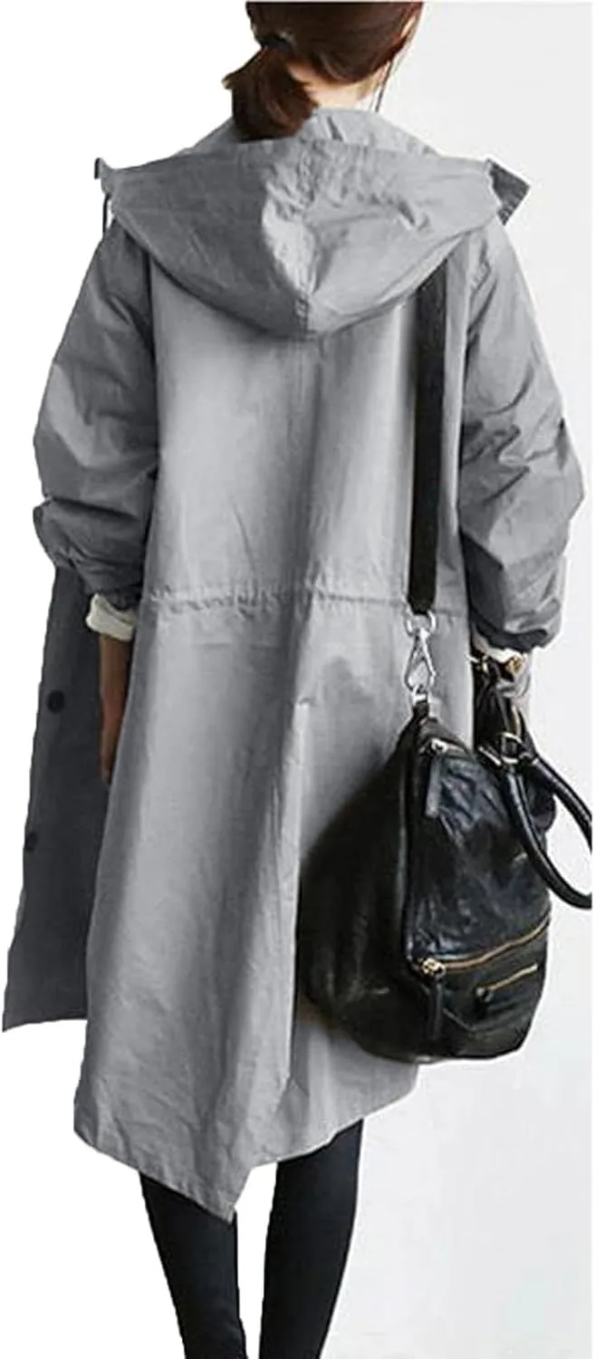 LCMTWX Women Trench Coat Hooded Coat Outwear Womens Elegant Windbreaker Wild Winter Women's Coat Women Trench Coat Women