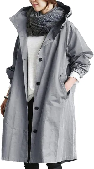 LCMTWX Women Trench Coat Hooded Coat Outwear Womens Elegant Windbreaker Wild Winter Women's Coat Women Trench Coat Women