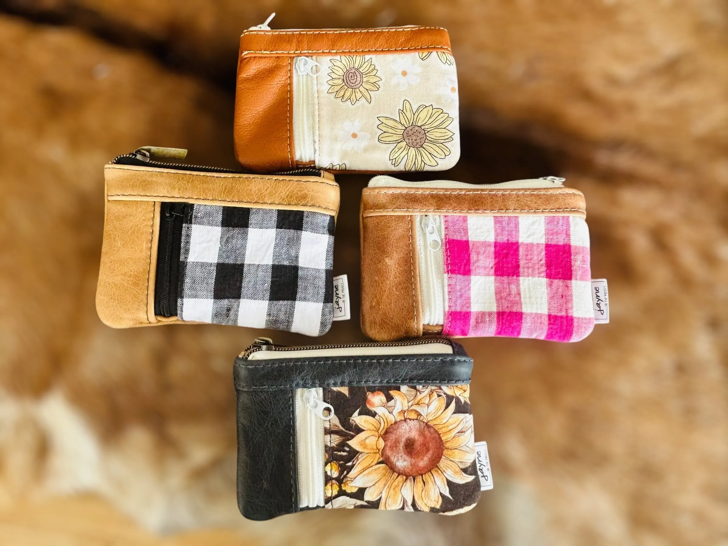 Leather & Fabric Dual Pocket Coin Purse