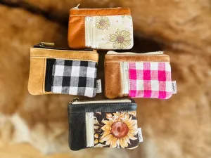 Leather & Fabric Dual Pocket Coin Purse