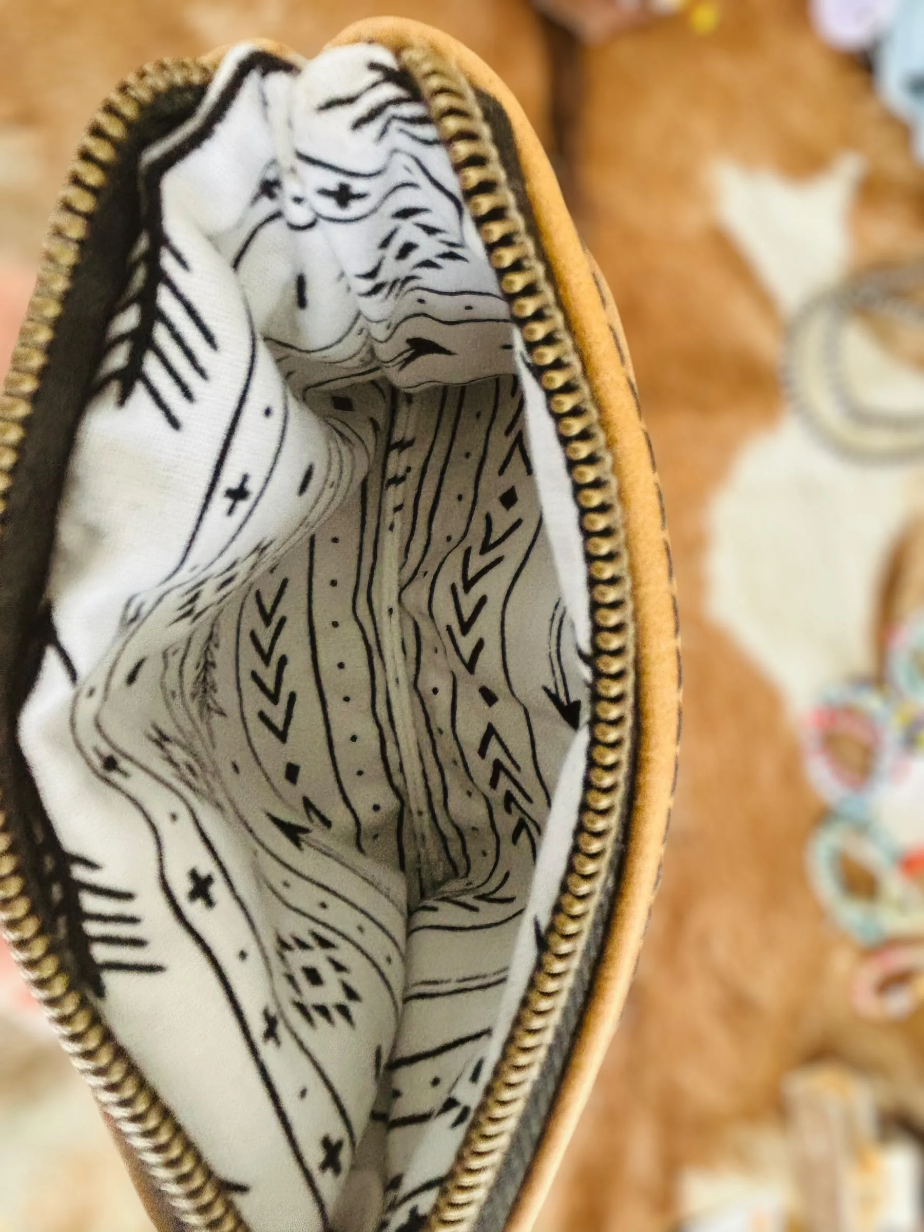 Leather & Fabric Dual Pocket Coin Purse