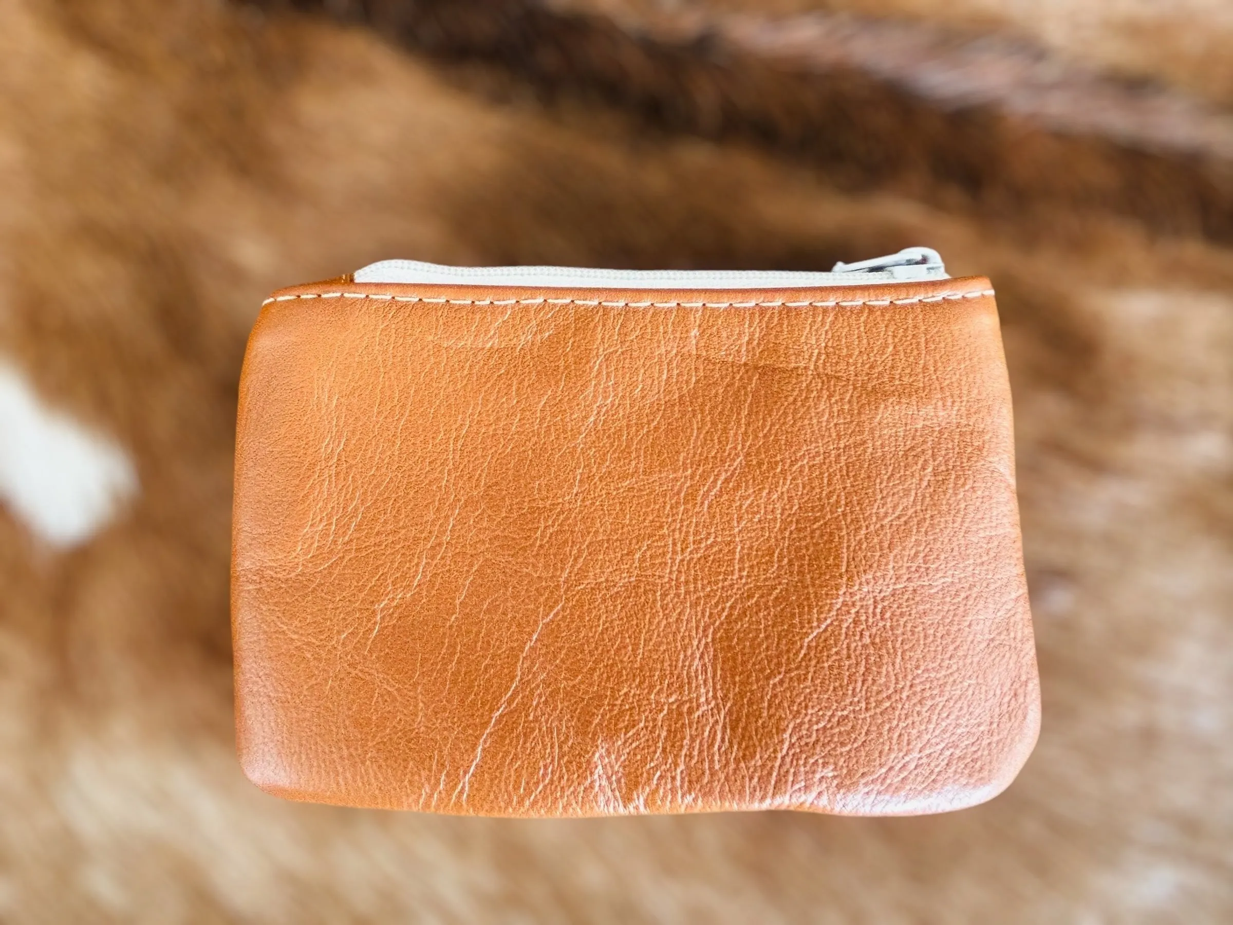 Leather & Fabric Dual Pocket Coin Purse
