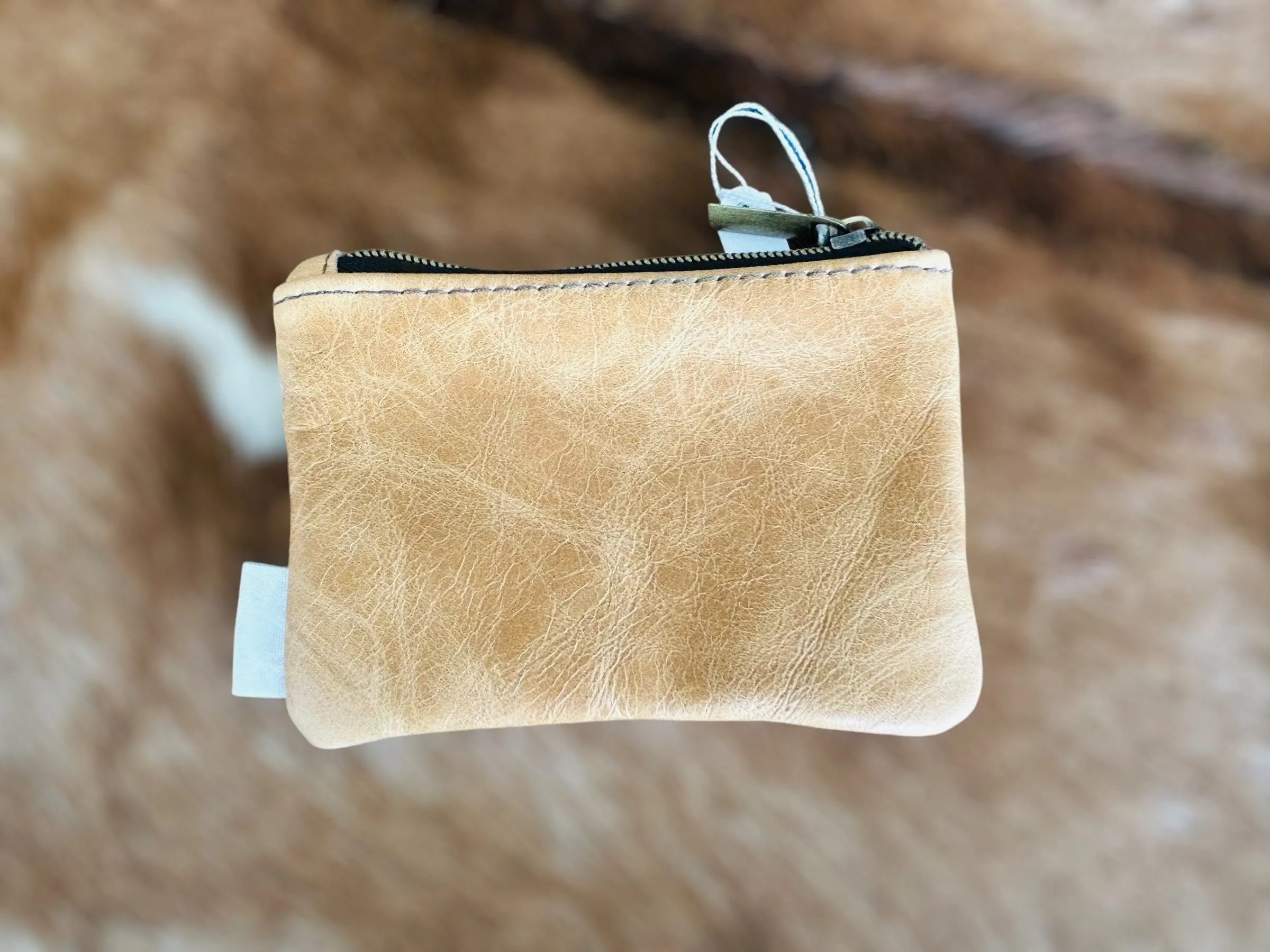 Leather & Fabric Dual Pocket Coin Purse