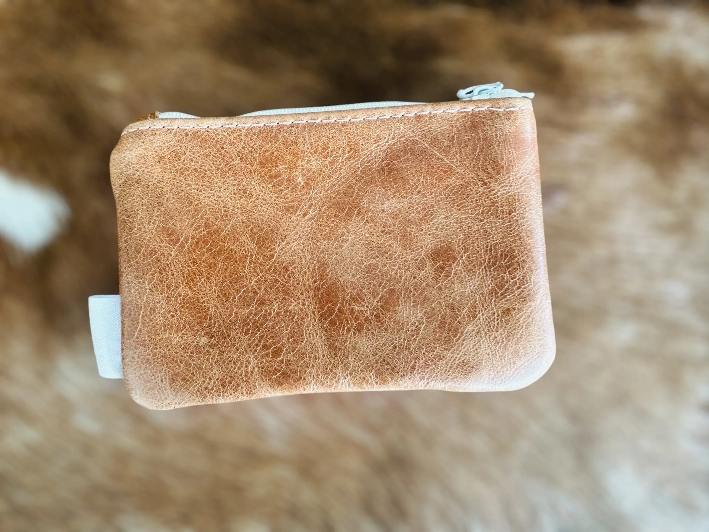Leather & Fabric Dual Pocket Coin Purse