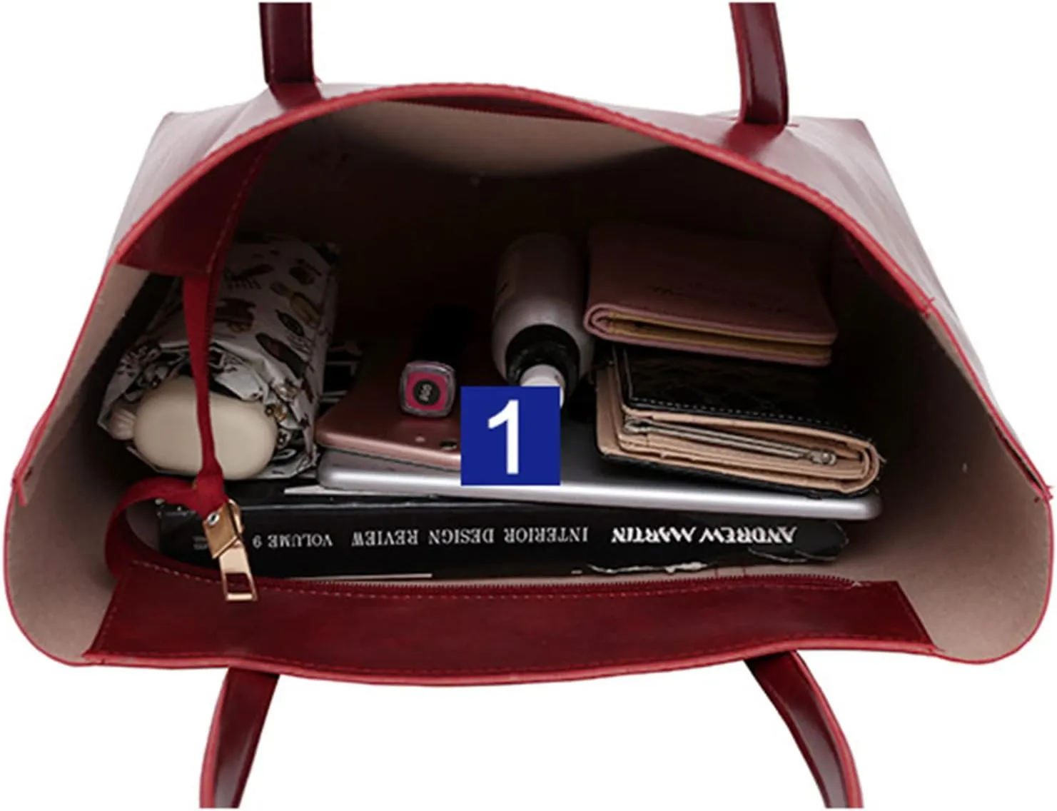 Leather Casual Women Handbag 4 Piece Set Shoulder Bag Handbag Tote Holder Shopper Purse Bags Reusable Tote