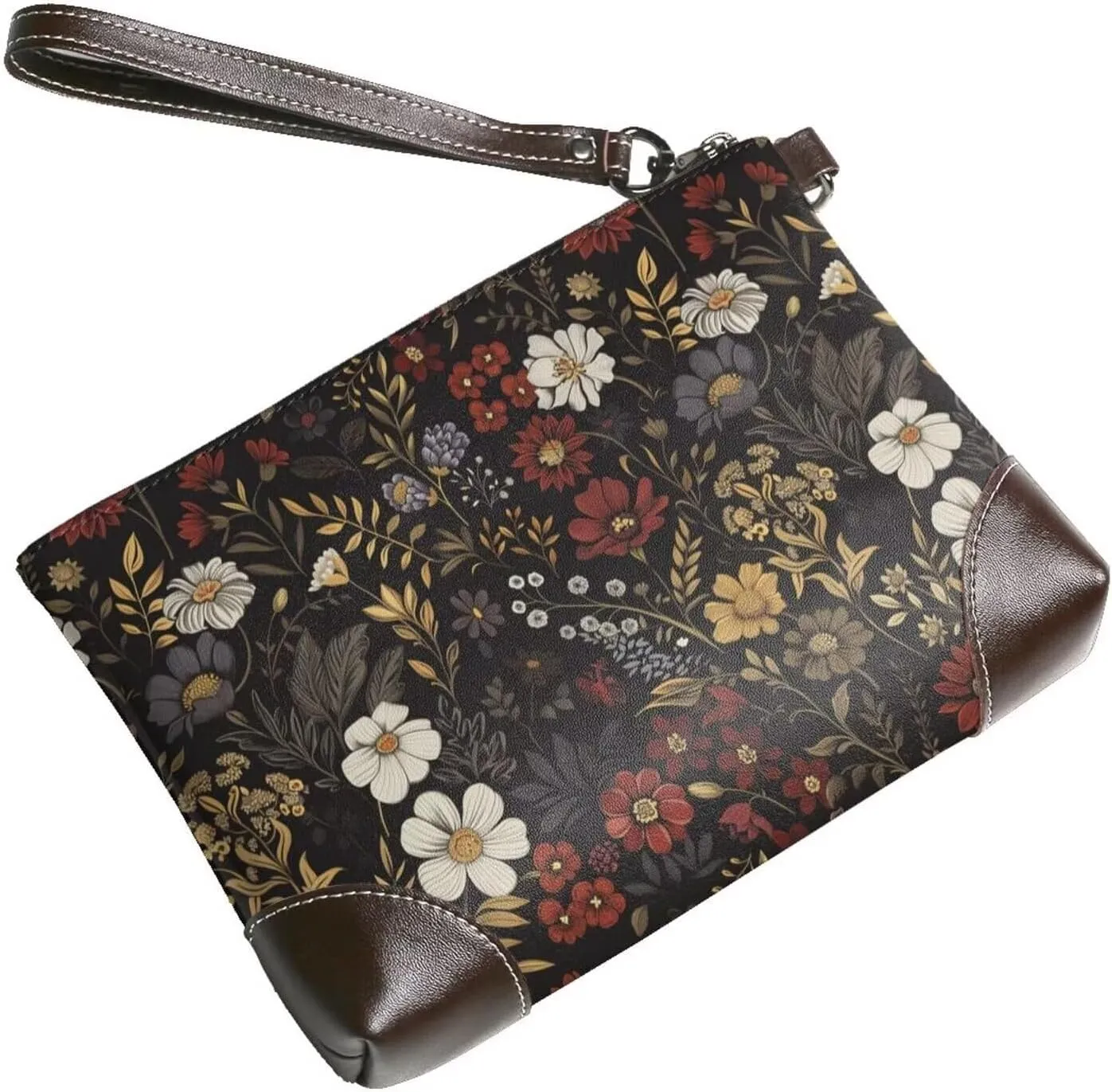 Leather Wristlet Purse for Women Lady Small Clutch Purse with Wrist Straps