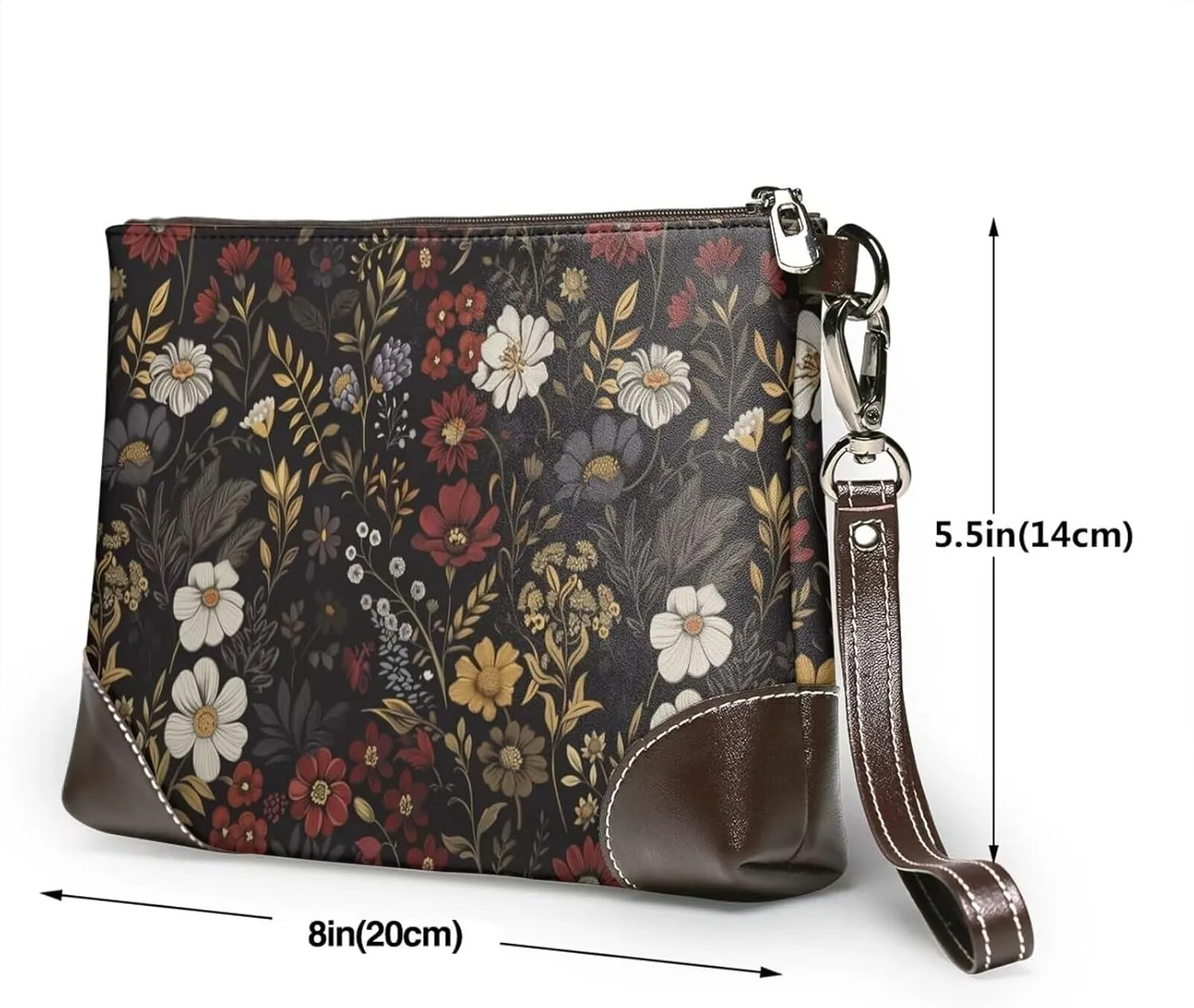 Leather Wristlet Purse for Women Lady Small Clutch Purse with Wrist Straps