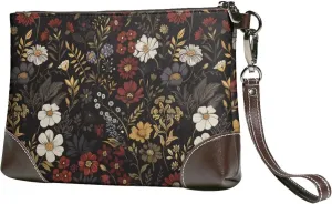 Leather Wristlet Purse for Women Lady Small Clutch Purse with Wrist Straps