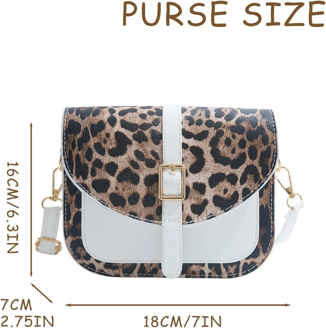 Leopard Purse Cheetah Print Vintage Saddle Bag Curved Flap Urban Crossbody Retro Chic Purse for Girls