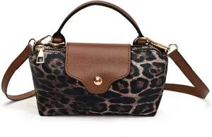 Leopard Purse Fringe Cheetah Print Shoulder Bag Faux Leather Crossbody Purse Toggle Clasp Y2K Handbag for Party