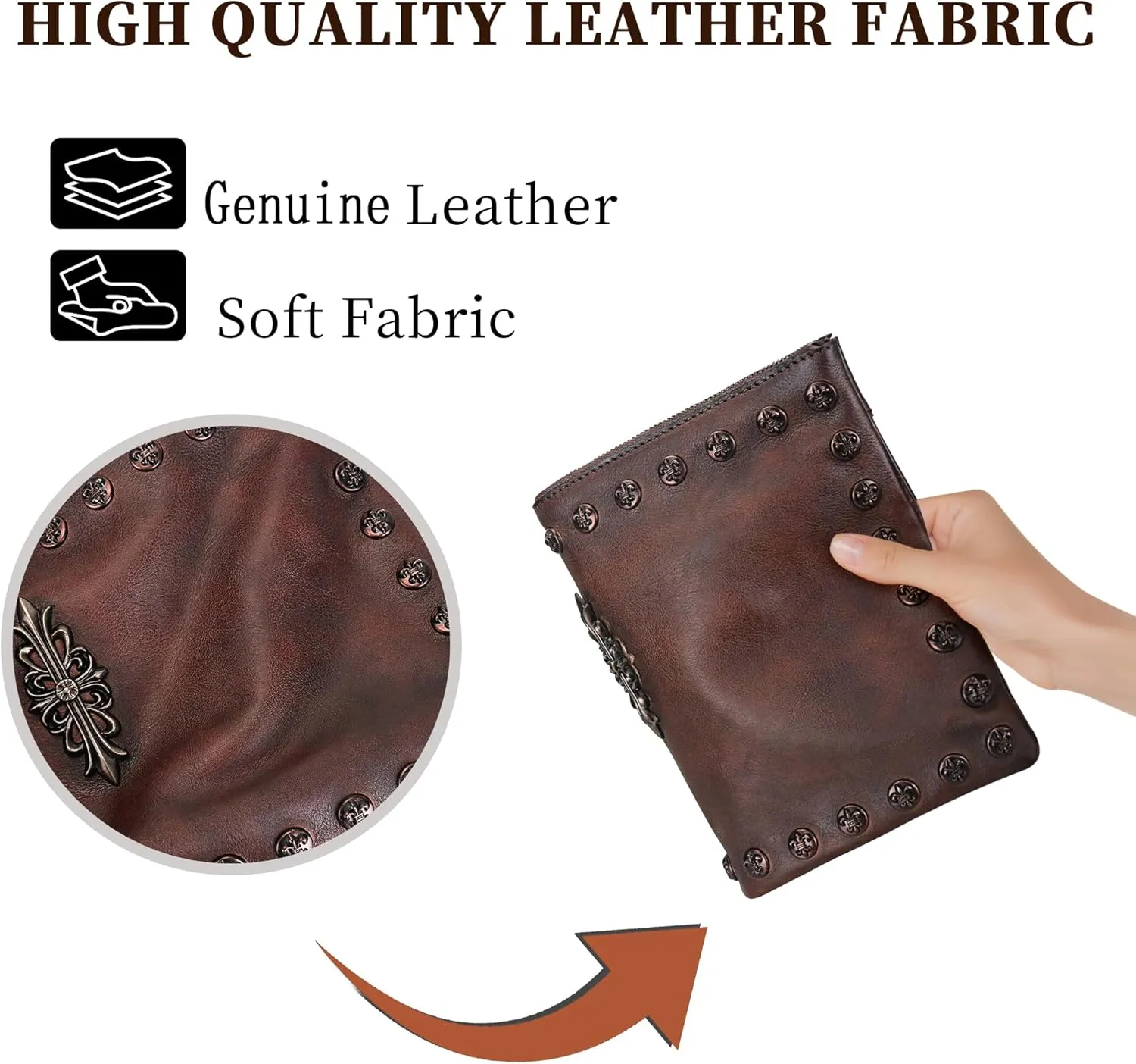 LETEULO Womens Crossbody Bag Leather Handmade Shoulder Bag Clutch Wristlet Handbags Purse