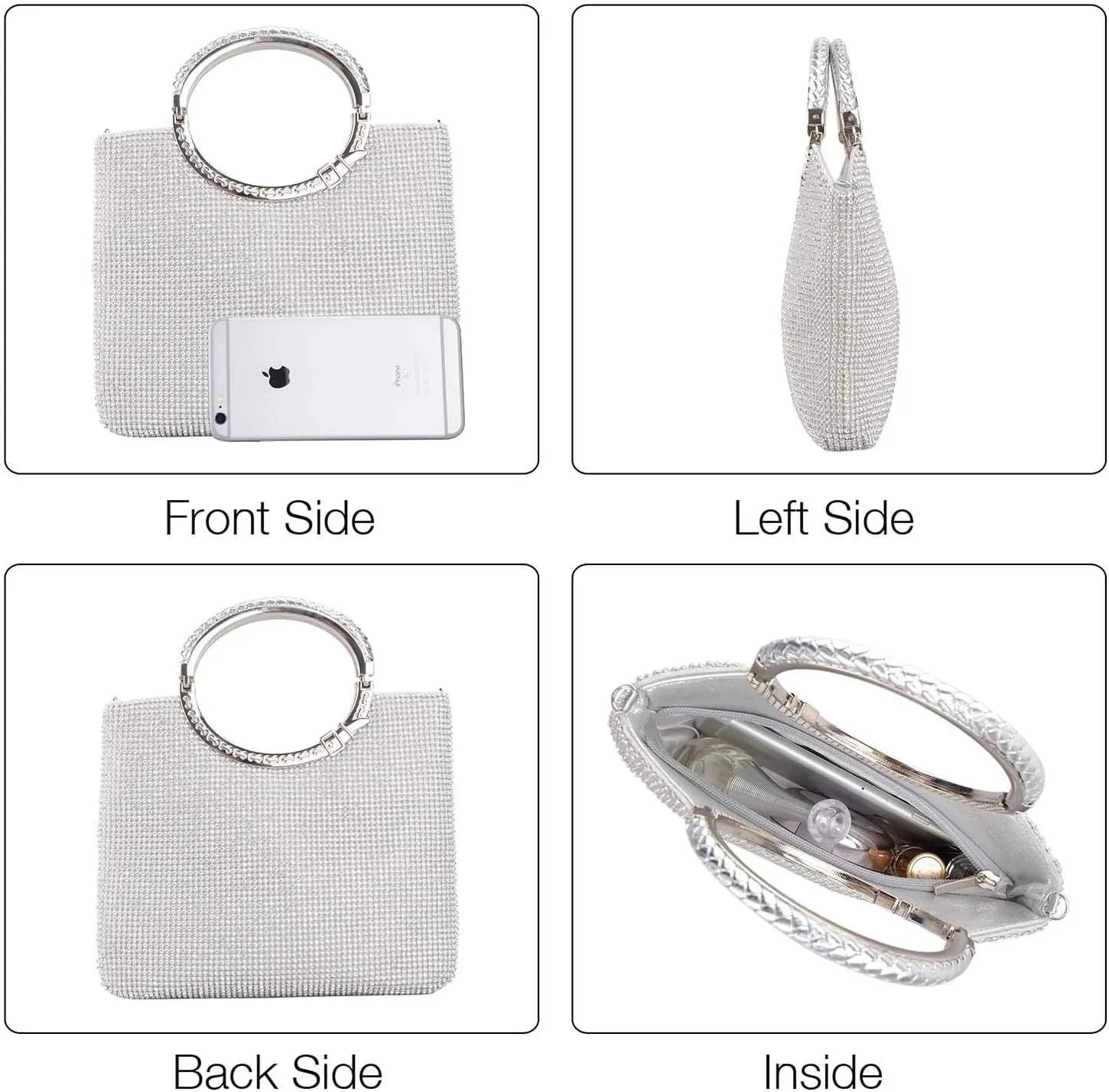 LIFEWISH Womens Crystal Rhinestone Evening Bags Bling Clutch Purses for Prom Cocktail Party Wedding