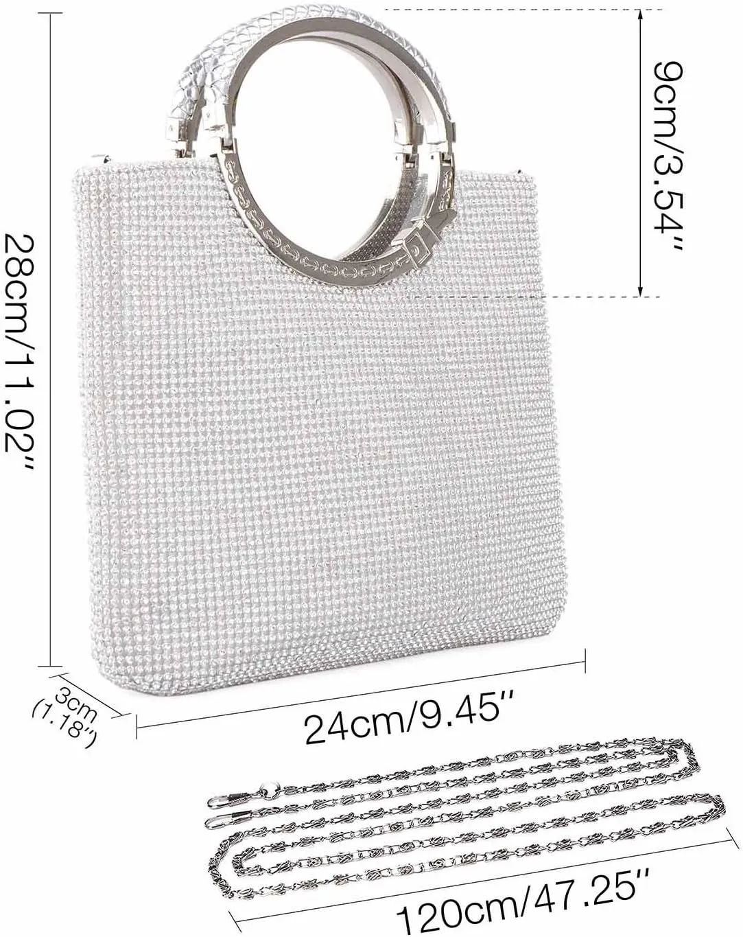 LIFEWISH Womens Crystal Rhinestone Evening Bags Bling Clutch Purses for Prom Cocktail Party Wedding