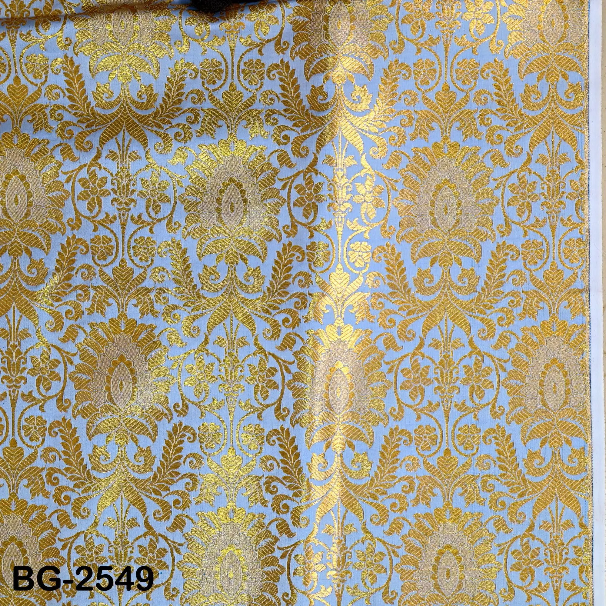 Light Blue Brocade Fabric by Yard Indian Winter Wedding Dress Brides Mother Full Length Coats Cropped Jacket Theatrical Historic Costumes