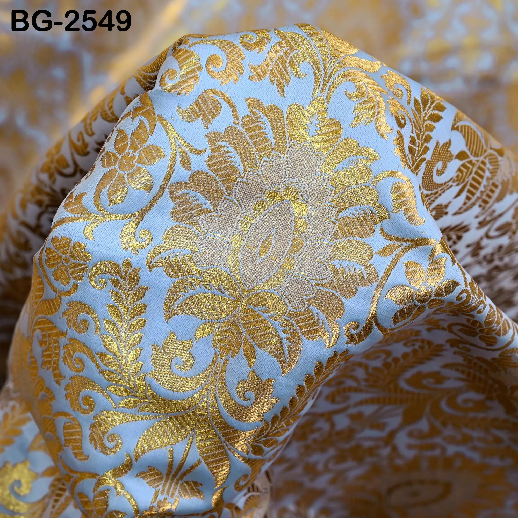 Light Blue Brocade Fabric by Yard Indian Winter Wedding Dress Brides Mother Full Length Coats Cropped Jacket Theatrical Historic Costumes