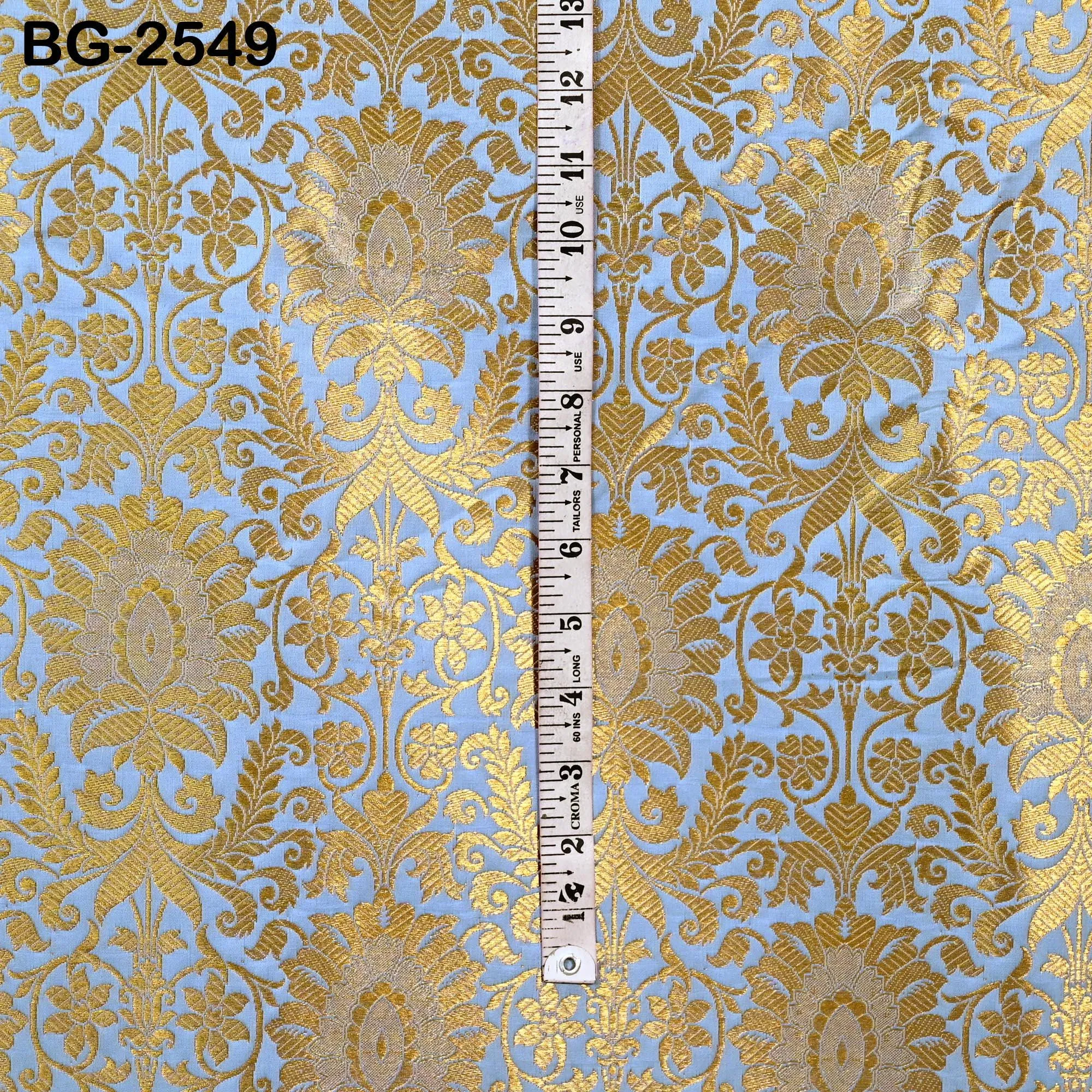 Light Blue Brocade Fabric by Yard Indian Winter Wedding Dress Brides Mother Full Length Coats Cropped Jacket Theatrical Historic Costumes