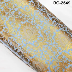 Light Blue Brocade Fabric by Yard Indian Winter Wedding Dress Brides Mother Full Length Coats Cropped Jacket Theatrical Historic Costumes