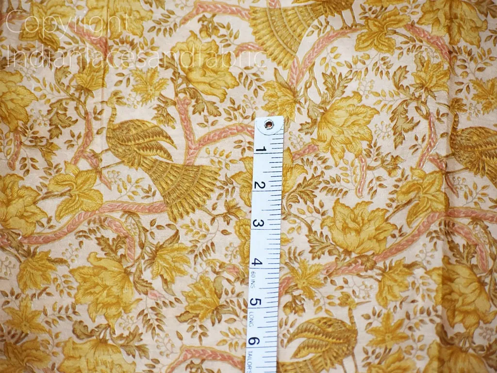 Light Brown Indian Soft Pure Printed Silk Saree Fabric by the yard Wedding Dresses Bridesmaid Party Costumes Pillows Cushions Drapery