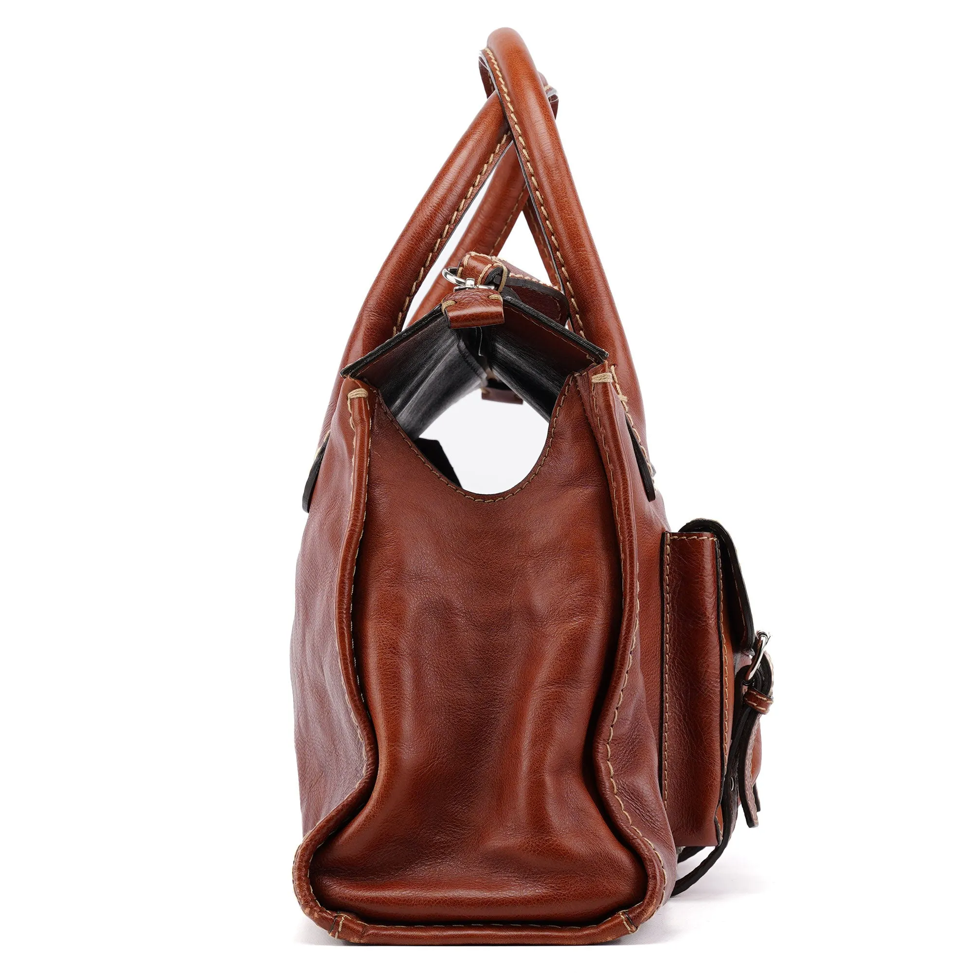 Light Brown Leather Edith Tote Bag
