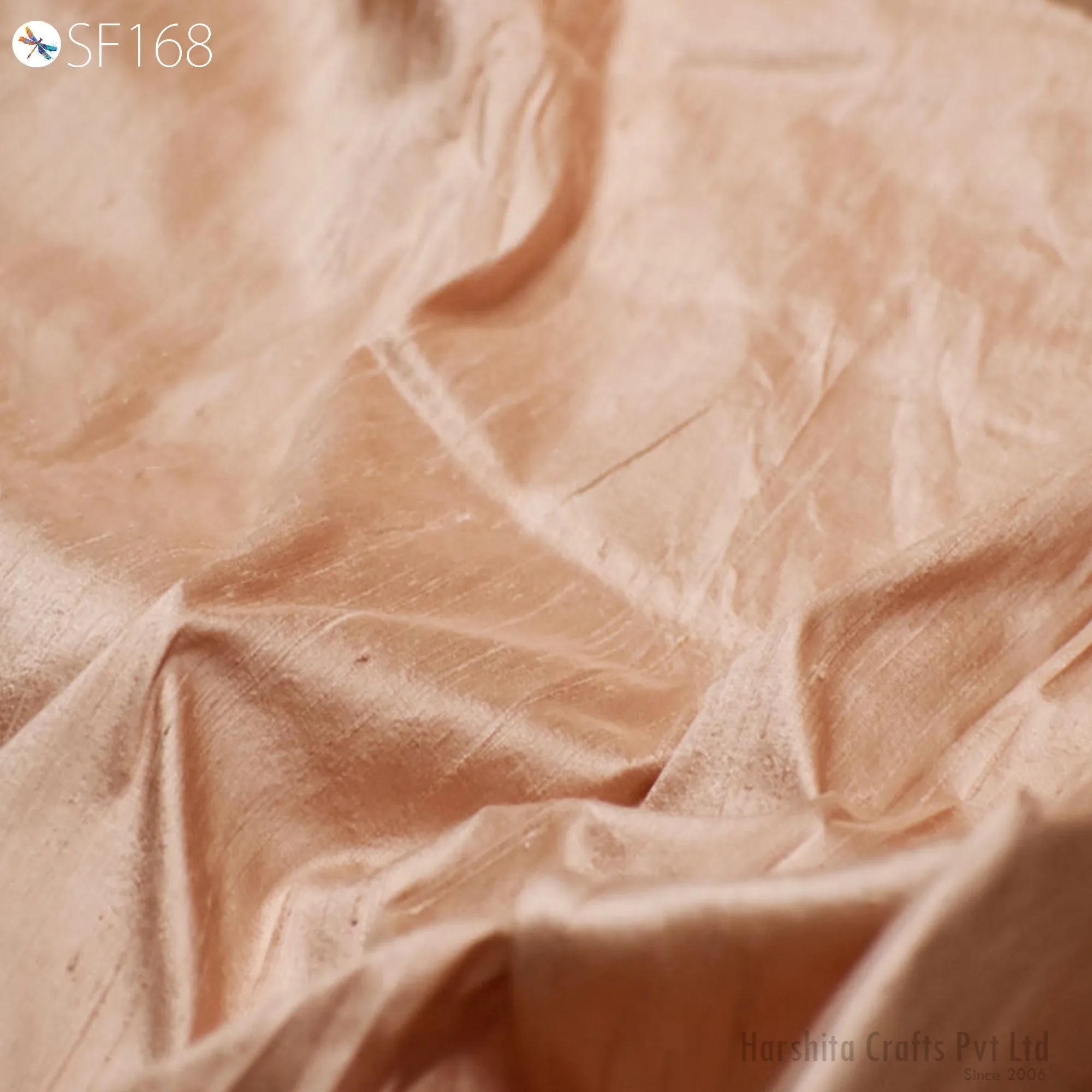 Light Peach Pure Dupioni Fabric Raw Silk by the Yard Indian Wedding Dresses Pillowcases Drapery Blouses Curtains Cushions Costumes Sewing