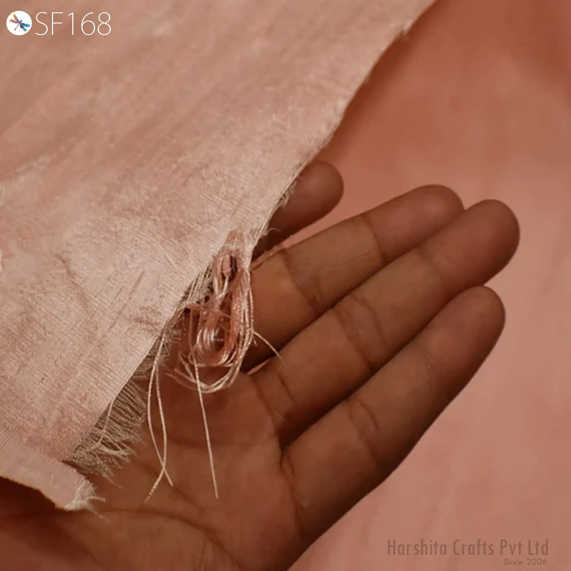 Light Peach Pure Dupioni Fabric Raw Silk by the Yard Indian Wedding Dresses Pillowcases Drapery Blouses Curtains Cushions Costumes Sewing