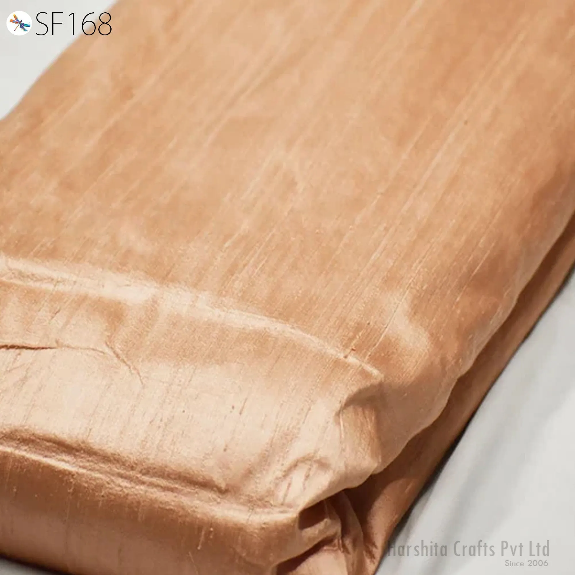 Light Peach Pure Dupioni Fabric Raw Silk by the Yard Indian Wedding Dresses Pillowcases Drapery Blouses Curtains Cushions Costumes Sewing