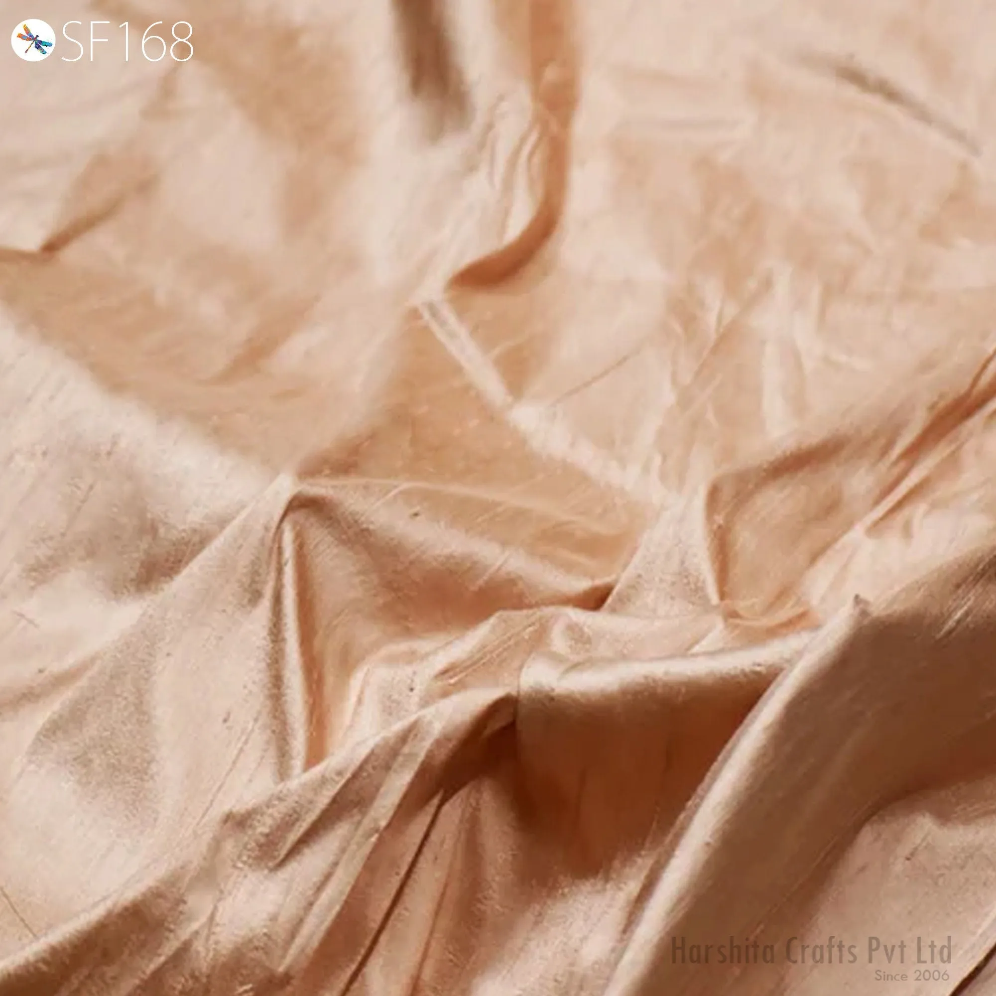 Light Peach Pure Dupioni Fabric Raw Silk by the Yard Indian Wedding Dresses Pillowcases Drapery Blouses Curtains Cushions Costumes Sewing