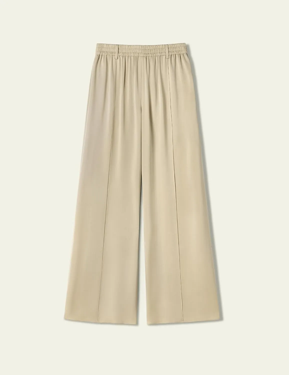 LilySilk 100% Silk Suede Wide-Leg Pants for Women Elastic Band Pleated Front Casual Dressy