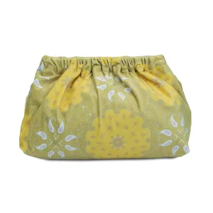 Lime Green Clutch Bag in Bandana Print