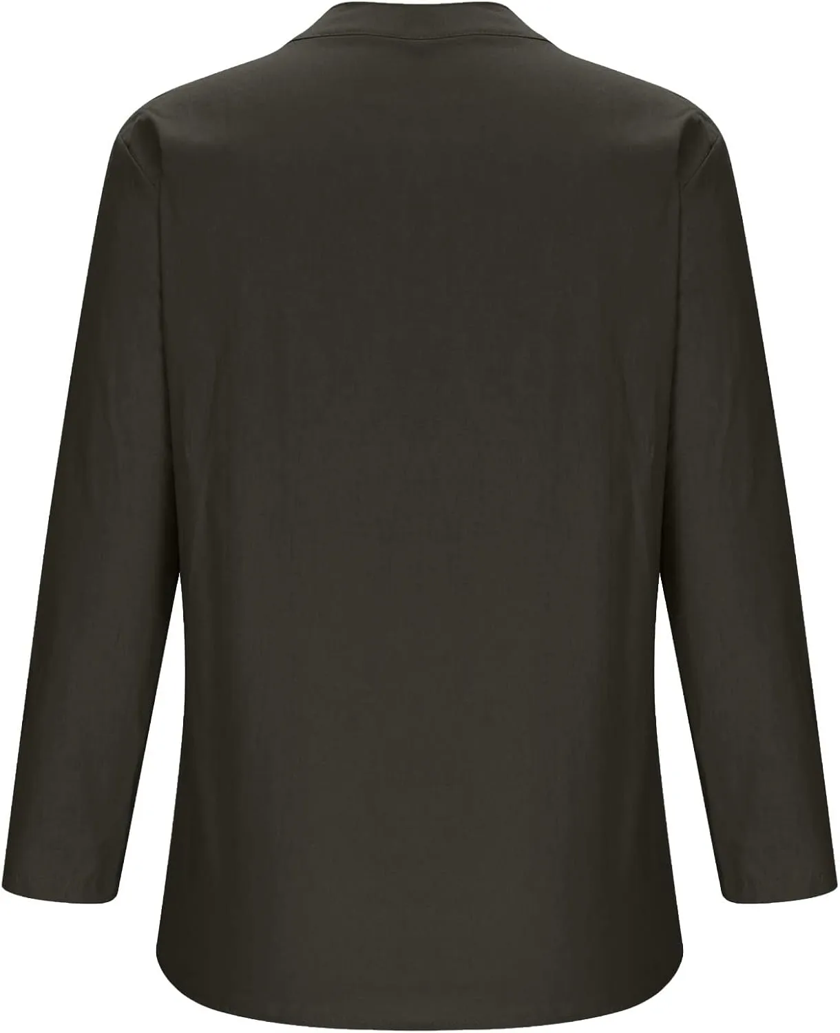 Linen Button Up Shirts for Women Plus Size Long Sleeve v Neck Summer Tops Loose Fit Dressy Casual Solid Blouses