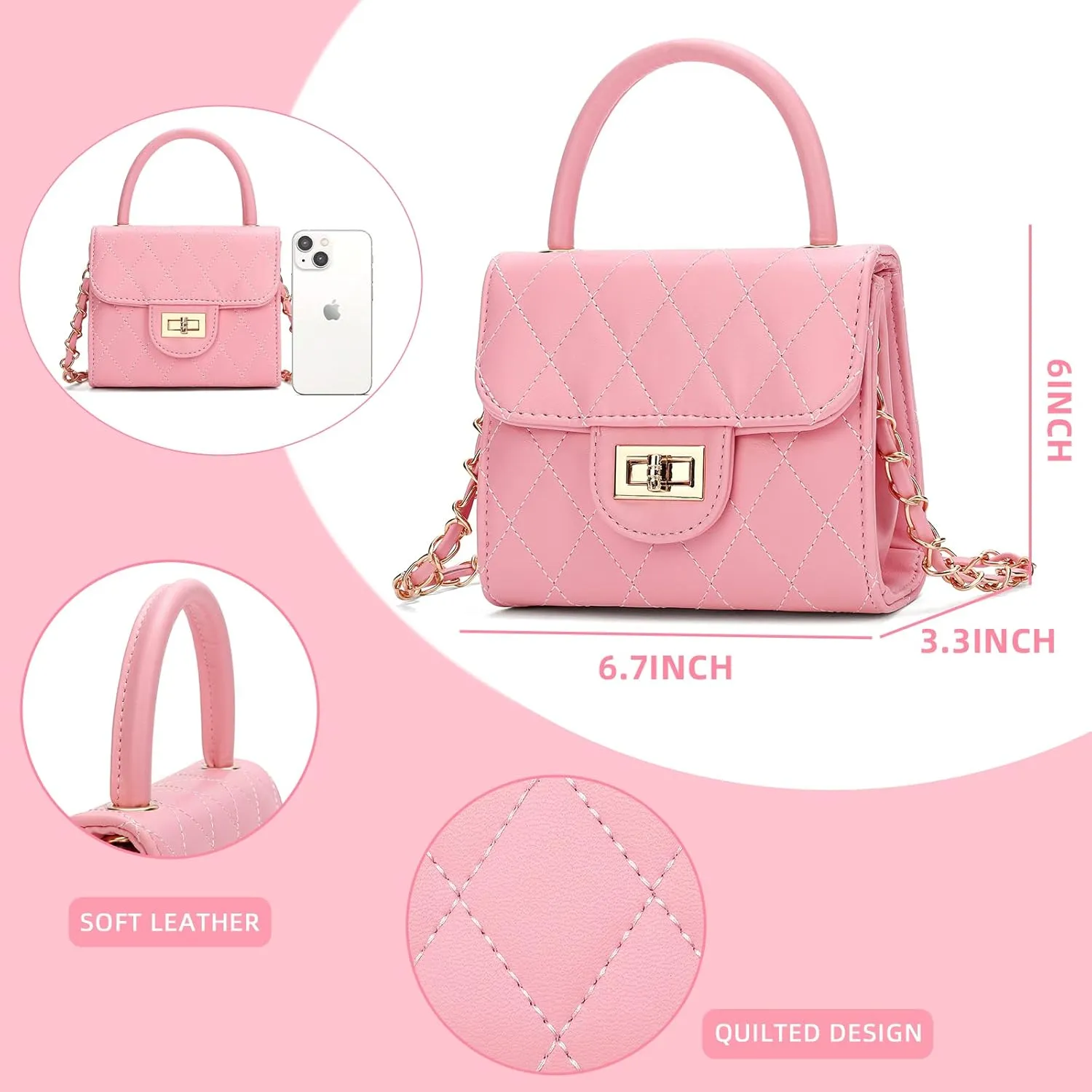 Little Girl Purse Toddler Purse Childrens Purses for Girls (Pink)