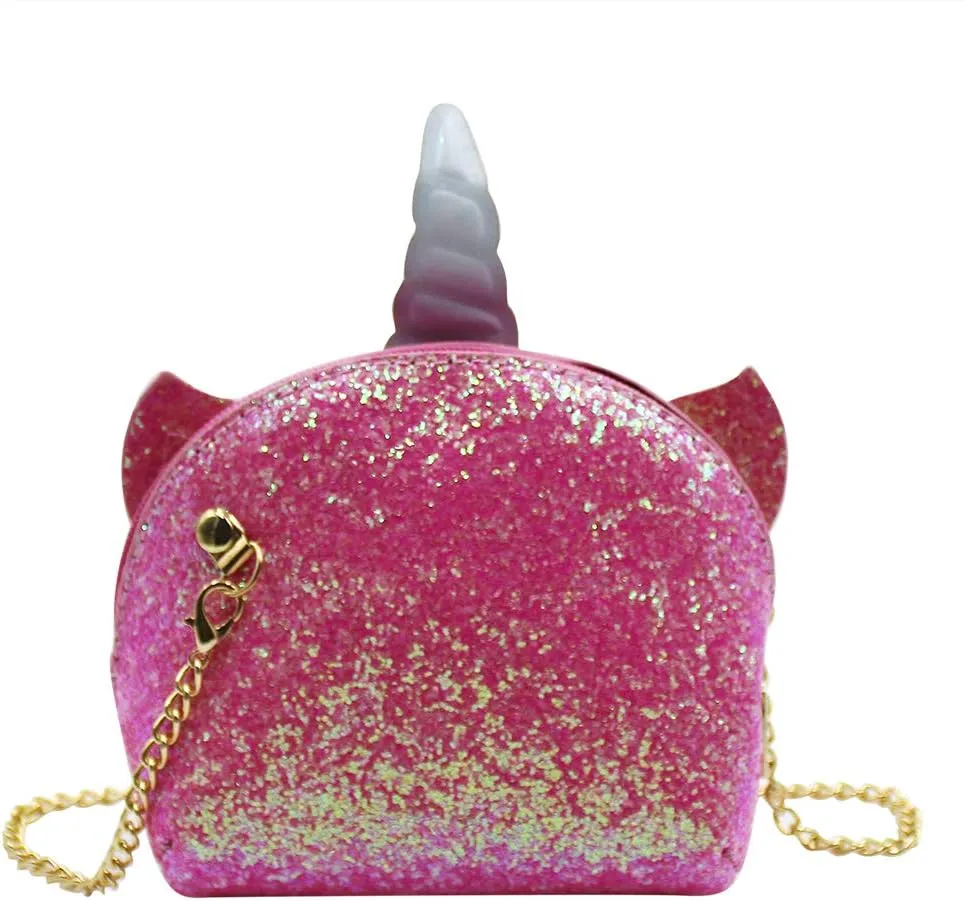 Little Girls Glitter Sequin Crossbody Purses Small Unicorn Handbag Messenger Shoulder Bag Gifts for Toddlers