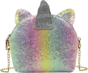 Little Girls Glitter Sequin Crossbody Purses Small Unicorn Handbag Messenger Shoulder Bag Gifts for Toddlers