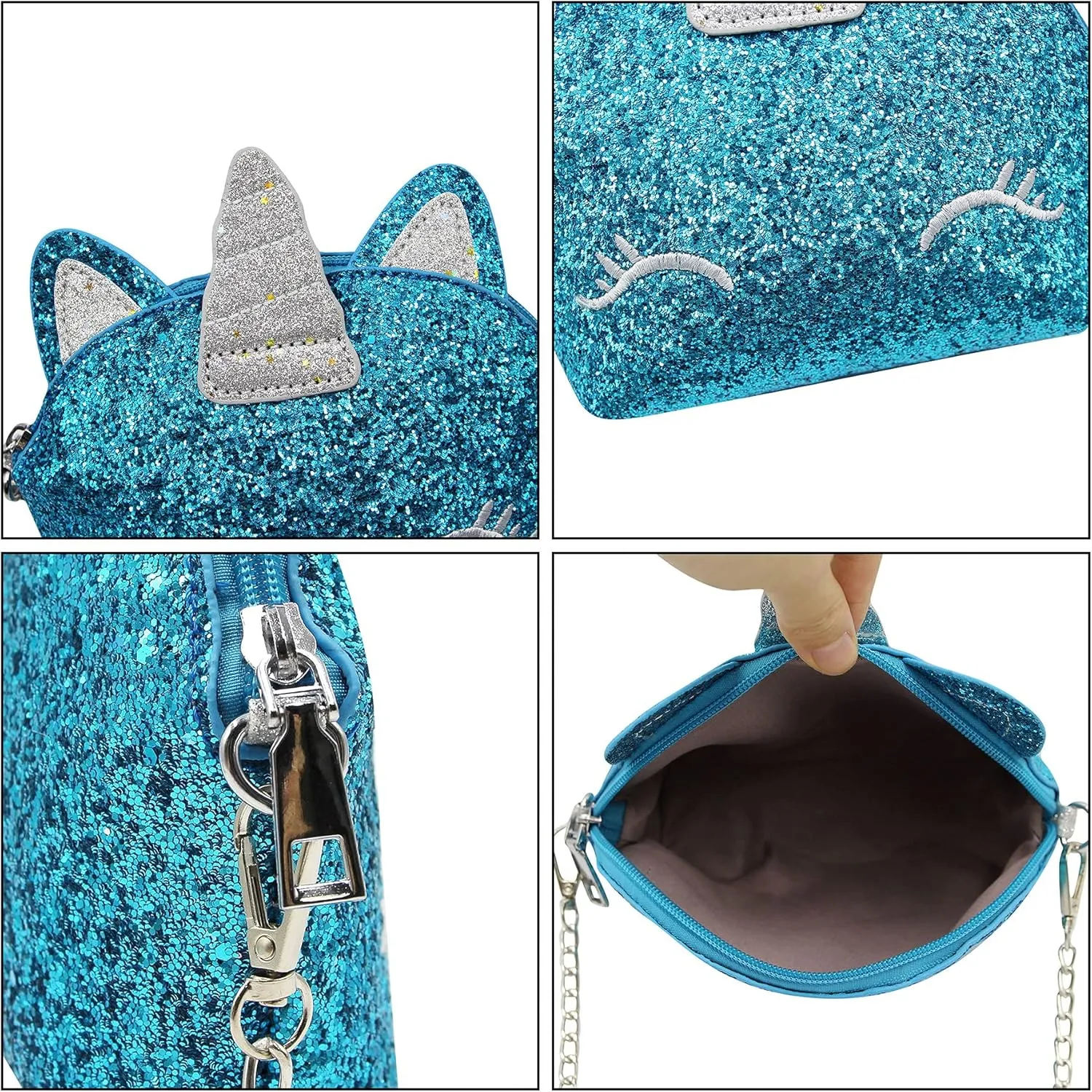 Little Girls Glitter Sequin Crossbody Purses Small Unicorn Handbag Messenger Shoulder Bag Gifts for Toddlers