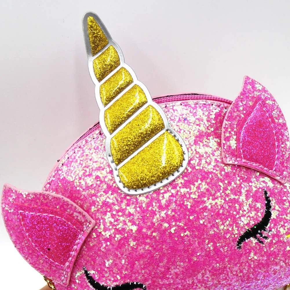 Little Girls Glitter Sequin Crossbody Purses Small Unicorn Handbag Messenger Shoulder Bag Gifts for Toddlers