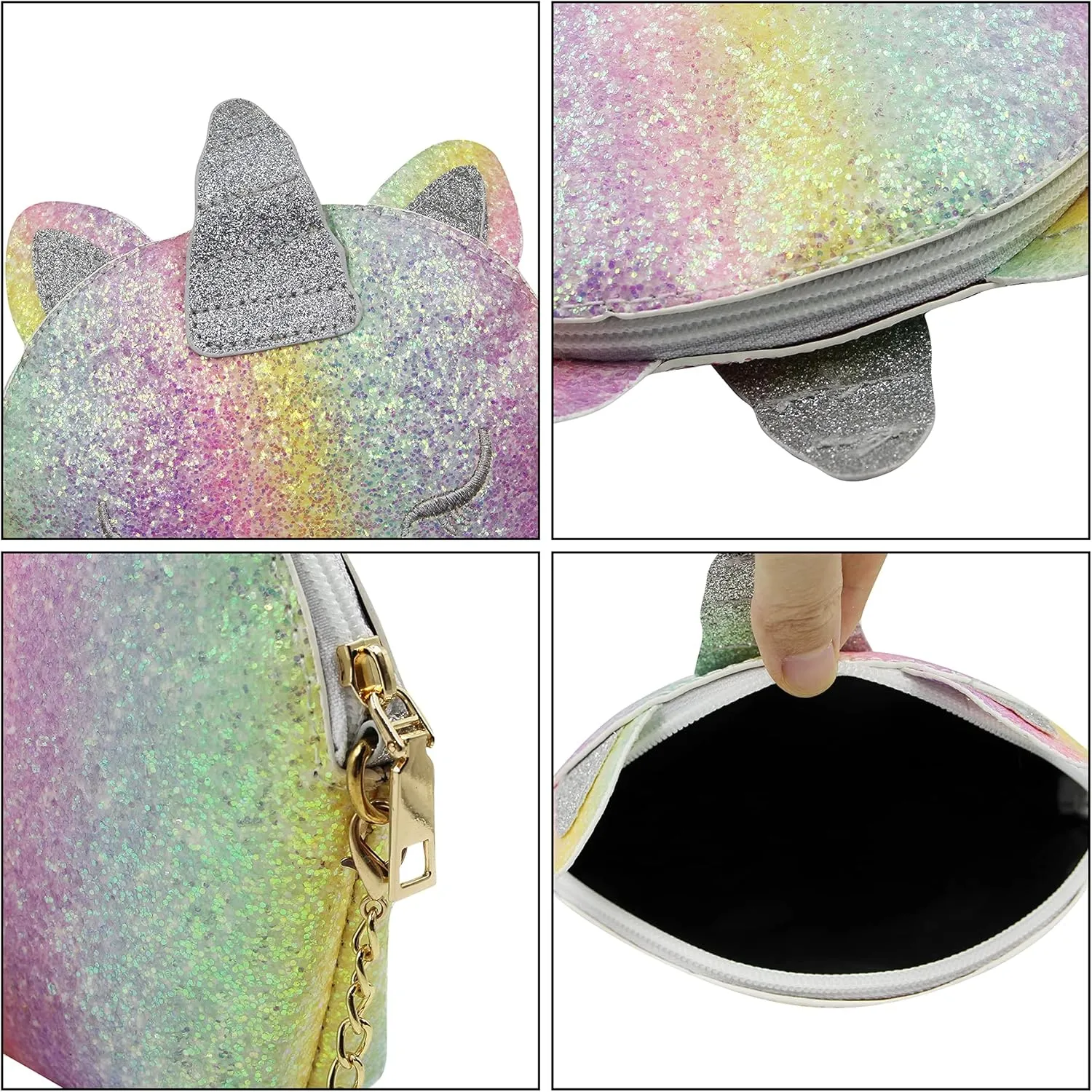Little Girls Glitter Sequin Crossbody Purses Small Unicorn Handbag Messenger Shoulder Bag Gifts for Toddlers