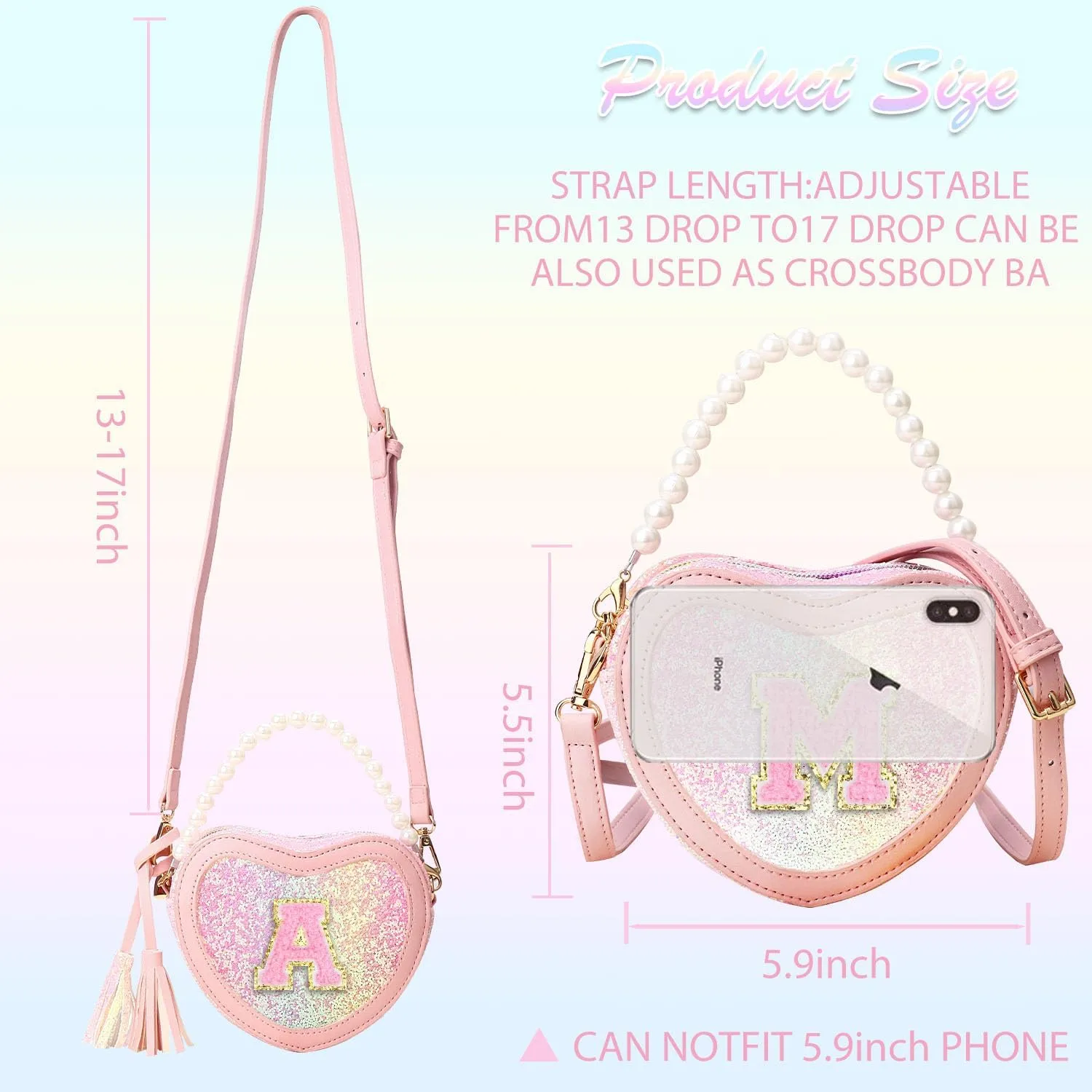 Little Girls Heart Purse - Toddler Shoulder Bag for Gifts