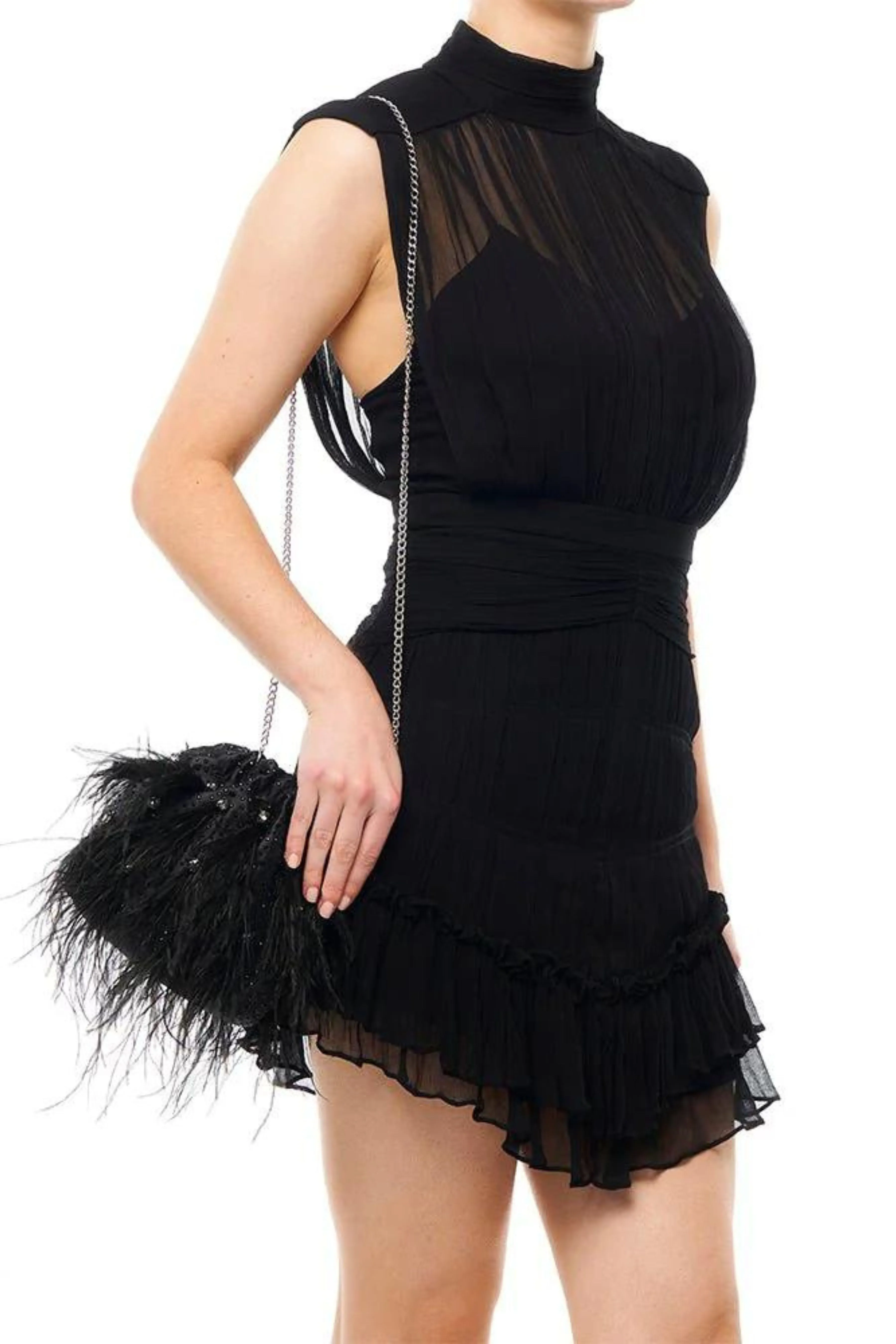 Livvy Feather Pouch - Black