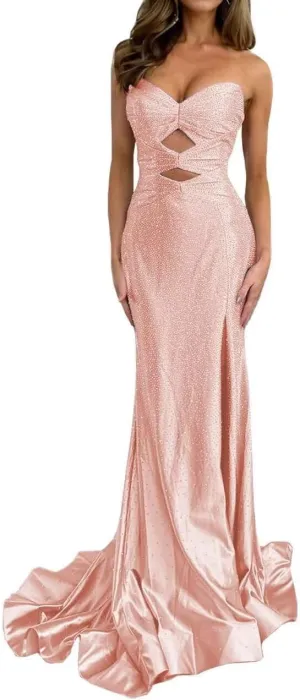 Long Homecoming Dresses Mermaid Prom Dresses Bridesmaid Formal Satin Cocktail Party Gown for Women Teens