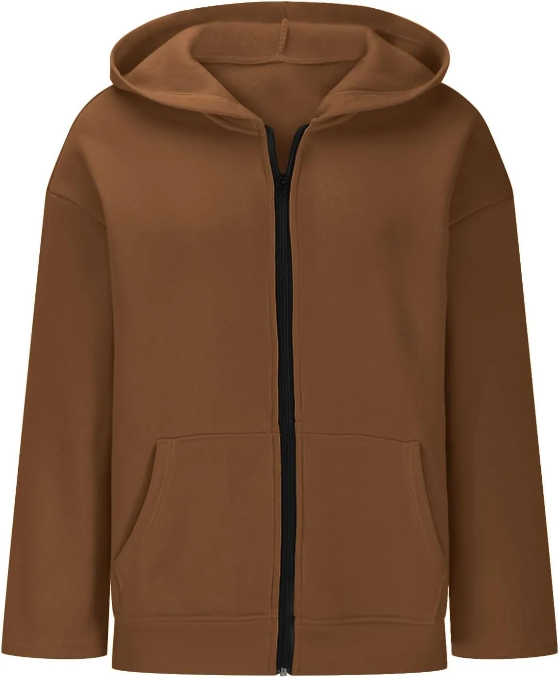 Long Sleeve Hooded Sweatshirt Coat Women Oversize Casual Jacket Zip Up Hoodies Cardigan Loose Outwear Fall Shirt