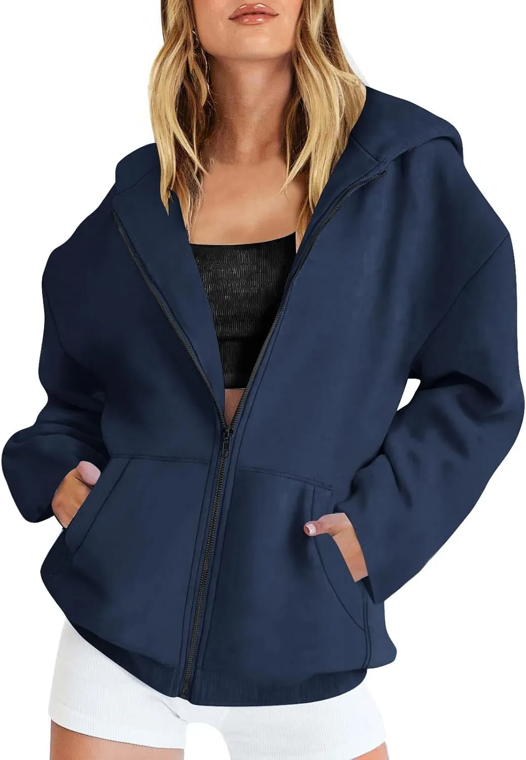 Long Sleeve Hooded Sweatshirt Coat Women Oversize Casual Jacket Zip Up Hoodies Cardigan Loose Outwear Fall Shirt