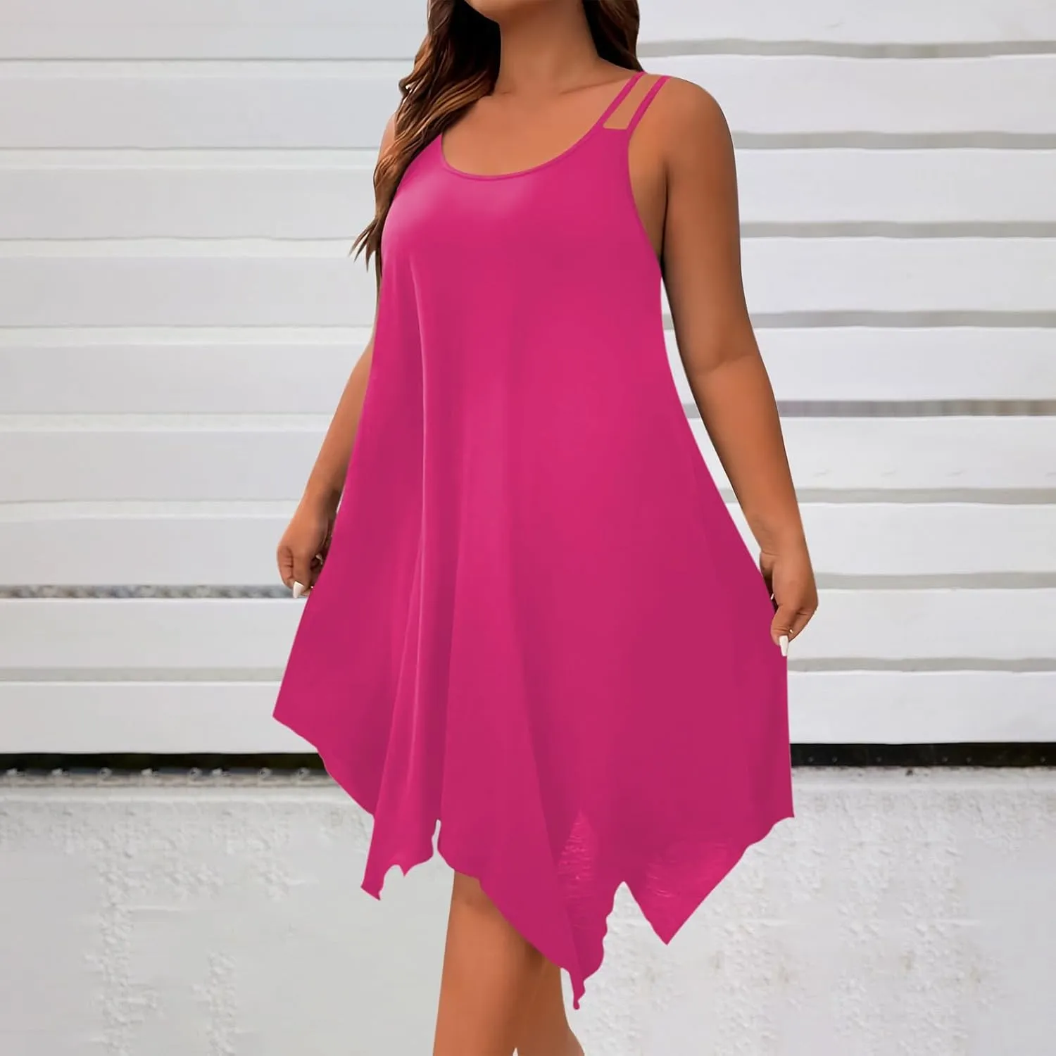 Lounge Midi Skirts for Women Summer Fashion Straps Flowy Hem Dress Loose Comfy Round Neck Dresses Daily Home Wear