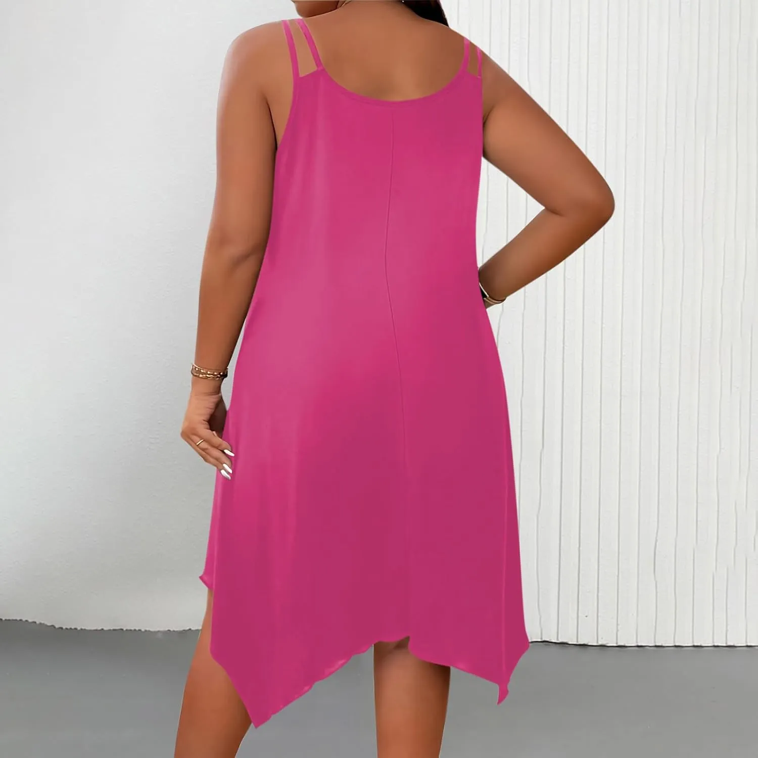 Lounge Midi Skirts for Women Summer Fashion Straps Flowy Hem Dress Loose Comfy Round Neck Dresses Daily Home Wear