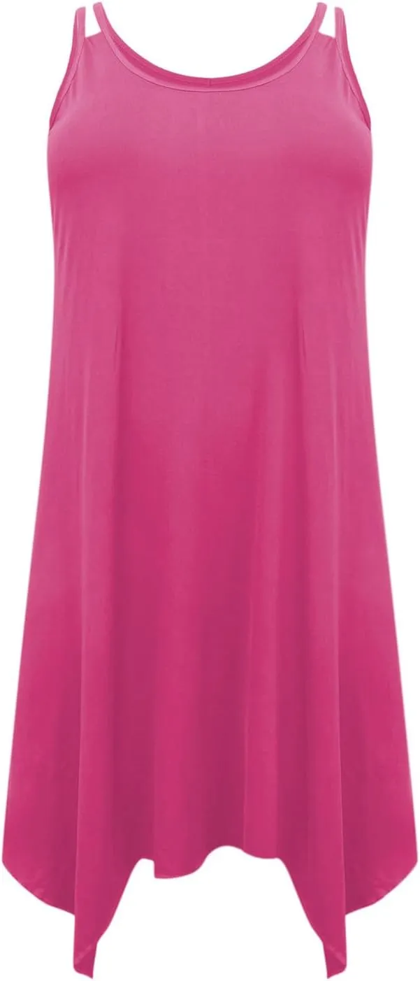Lounge Midi Skirts for Women Summer Fashion Straps Flowy Hem Dress Loose Comfy Round Neck Dresses Daily Home Wear