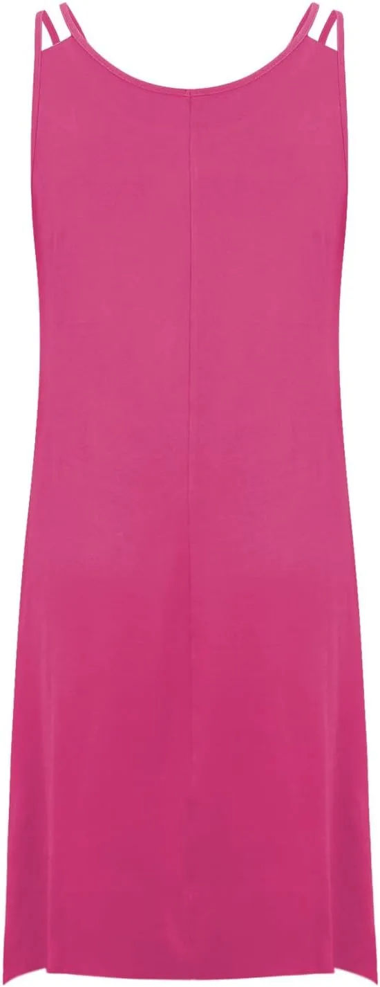 Lounge Midi Skirts for Women Summer Fashion Straps Flowy Hem Dress Loose Comfy Round Neck Dresses Daily Home Wear