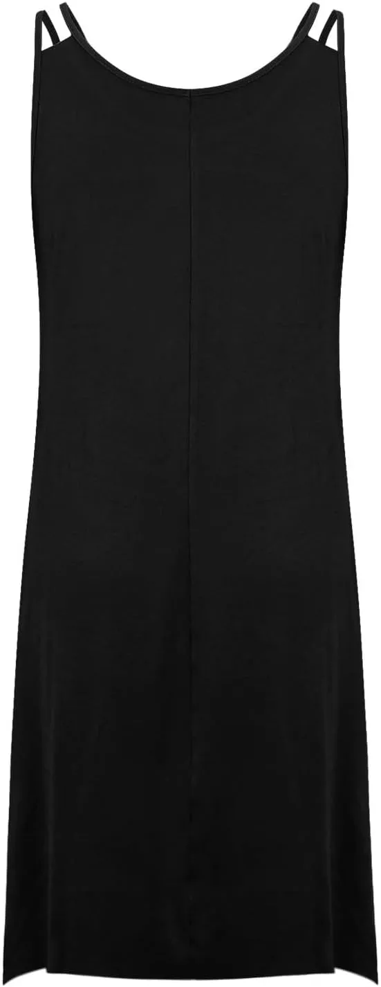 Lounge Midi Skirts for Women Summer Fashion Straps Flowy Hem Dress Loose Comfy Round Neck Dresses Daily Home Wear