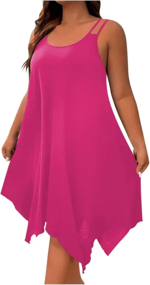 Lounge Midi Skirts for Women Summer Fashion Straps Flowy Hem Dress Loose Comfy Round Neck Dresses Daily Home Wear
