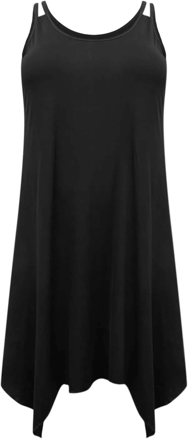 Lounge Midi Skirts for Women Summer Fashion Straps Flowy Hem Dress Loose Comfy Round Neck Dresses Daily Home Wear