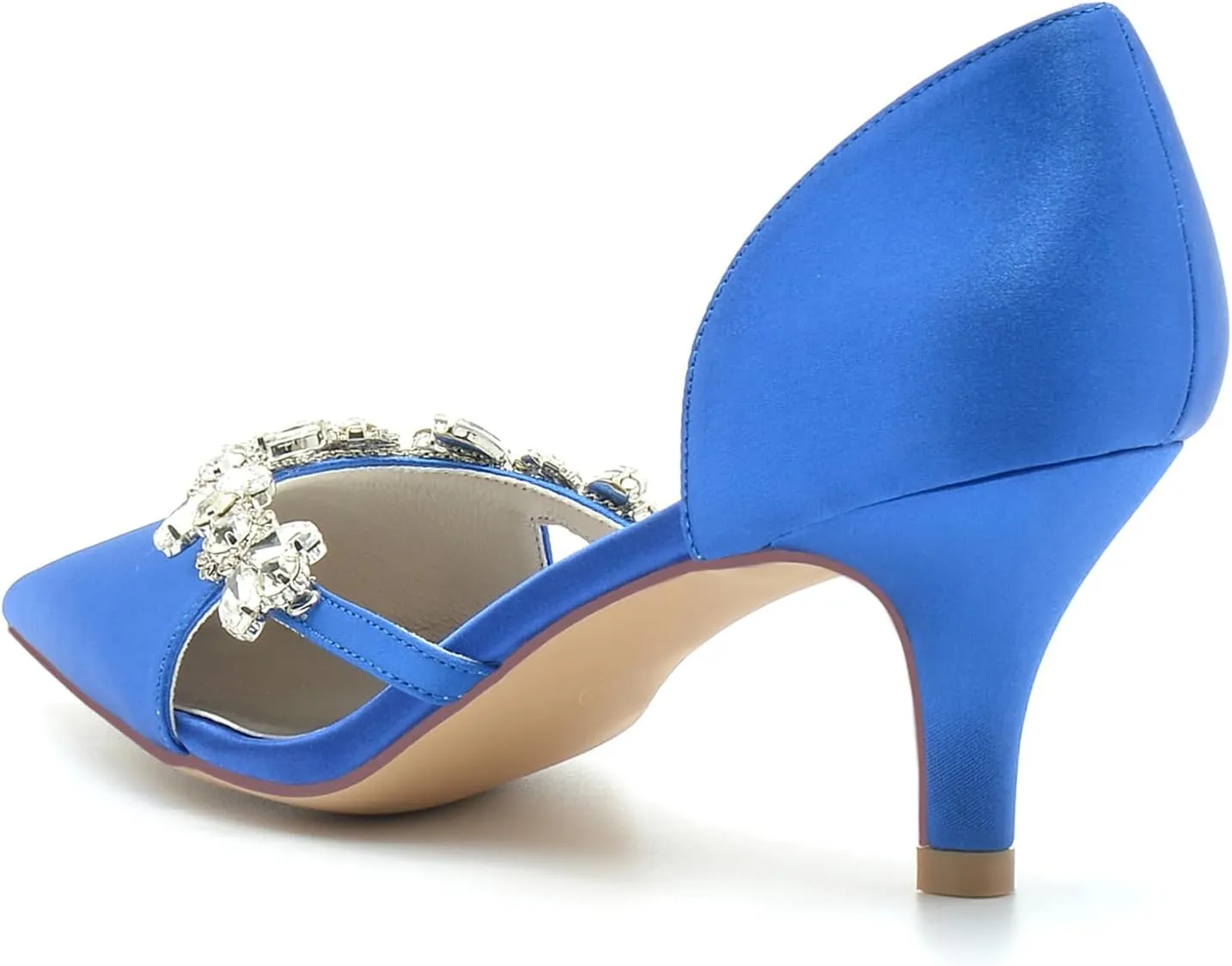 Low Heel Evening Wedding Shoes Pointed Toe Dress Court Shoes Party Rhinestones Bridal Shoes